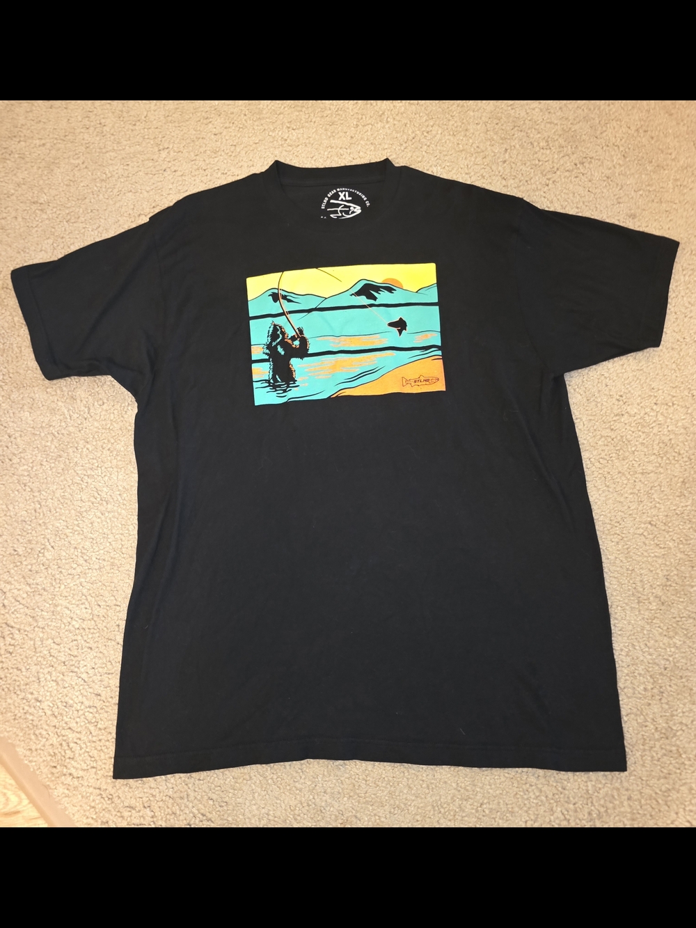 STLHD Sasquatch Fishing Mens XL Black Short Sleeve Safety Hi Vis T Shirt